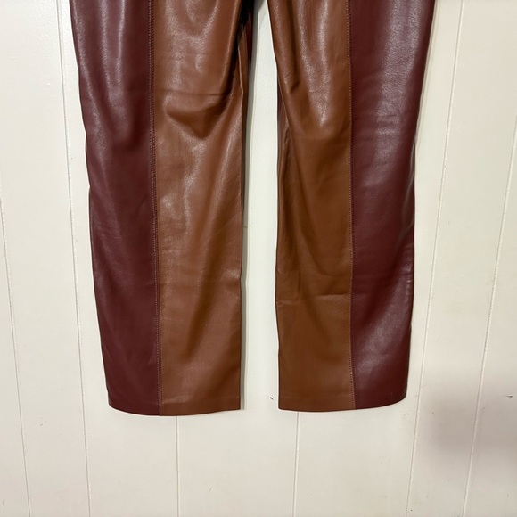 Nanushka Vinni Patchwork Vegan Leather Pants Brown Size XL LuxeTrousers - Picture 9 of 14